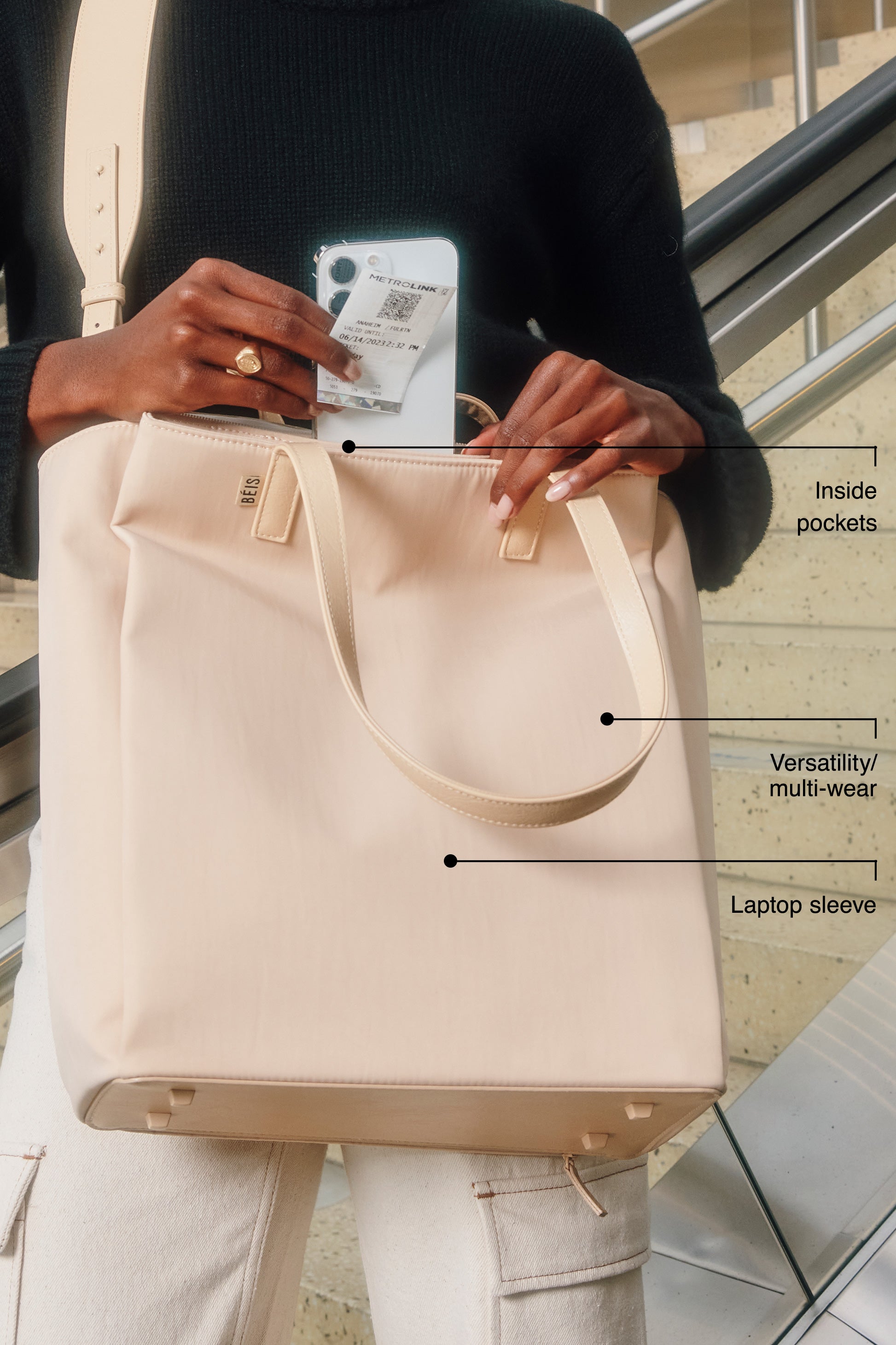 The Commuter Tote in Beige