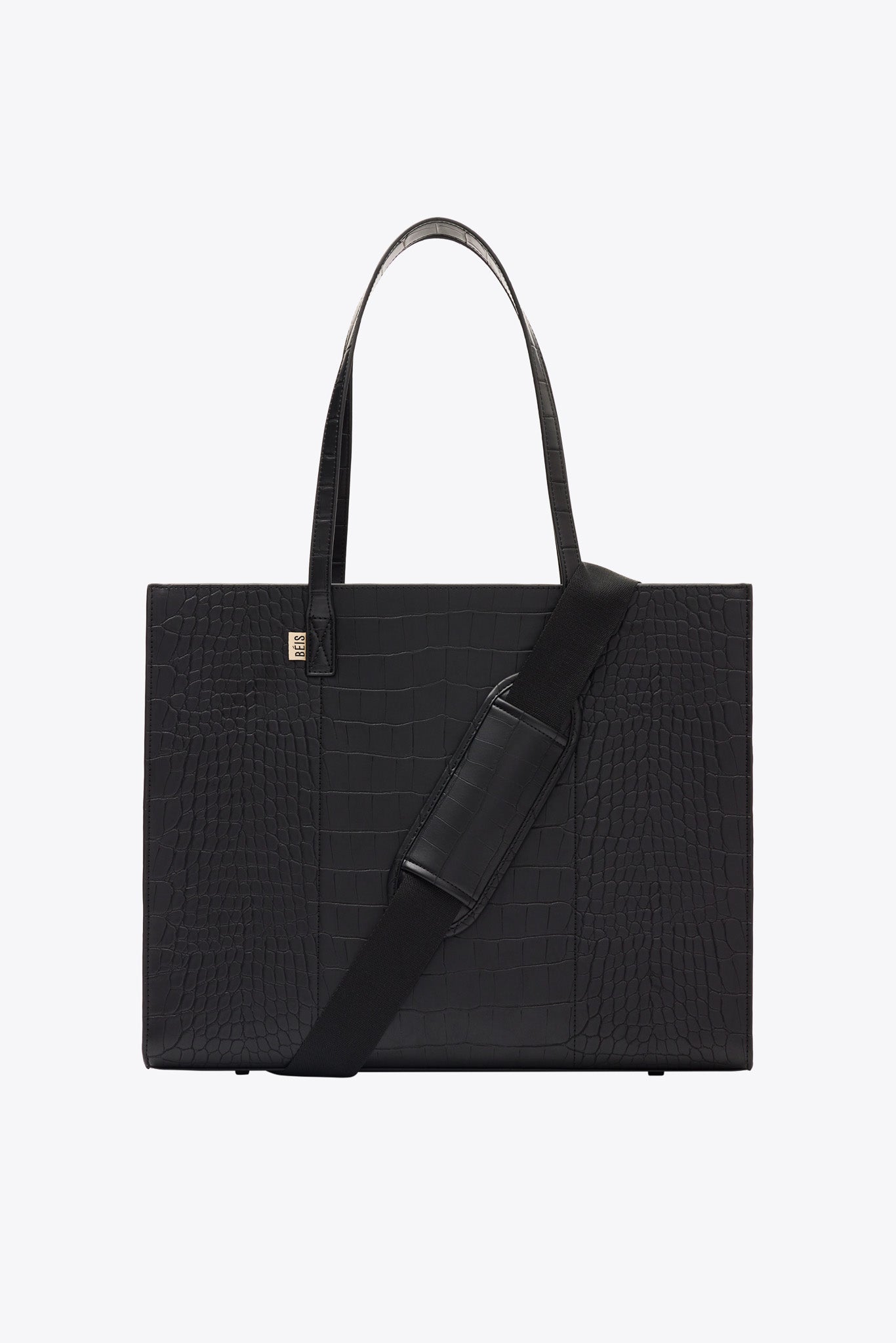 The Large Work Tote in Black Croc