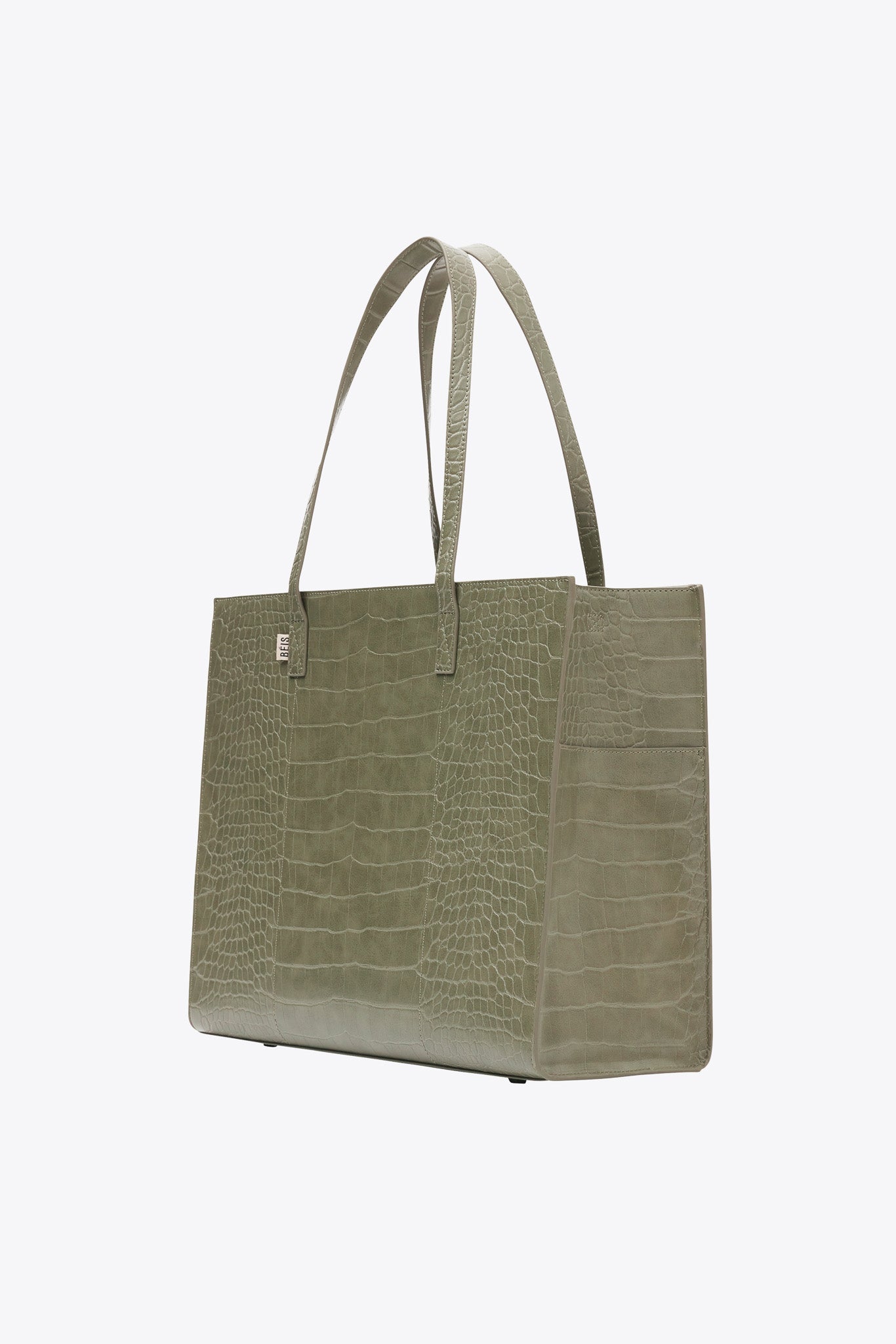 Resale The Large Work Tote in Olive Croc